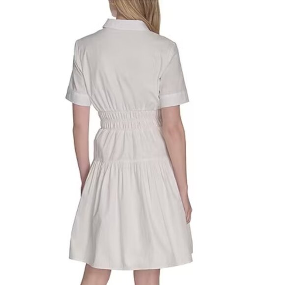 Vince Camuto Woven Collared Short Sleeve Button Front Shirt Dress - Picture 2 of 4